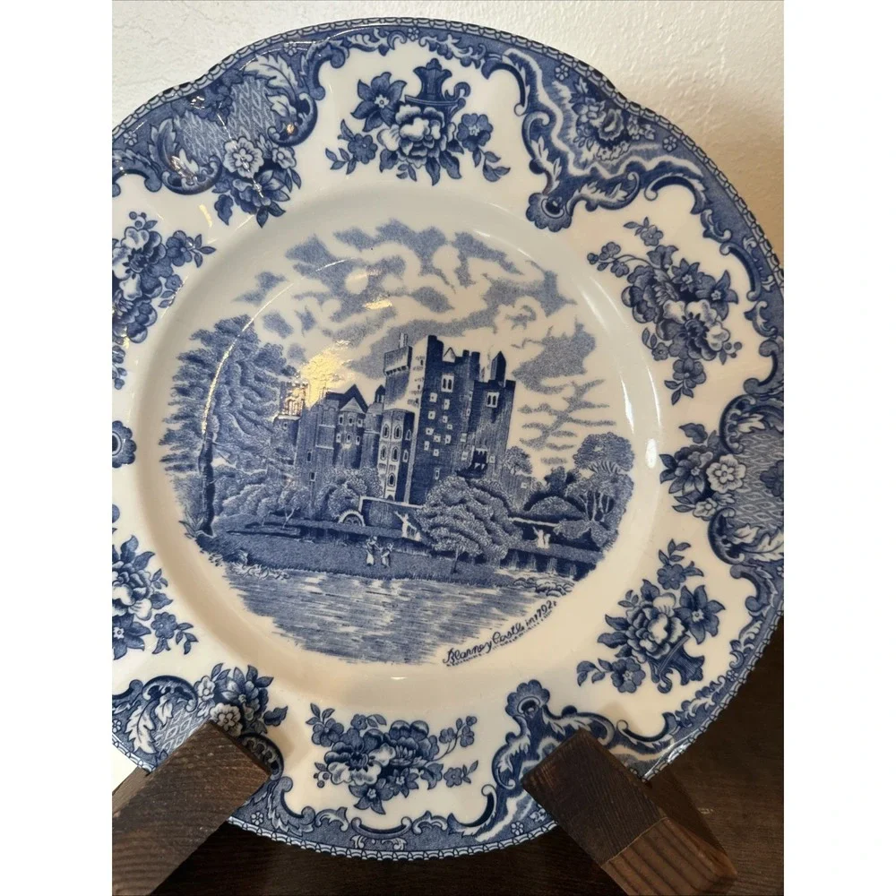 Pair Johnson Brothers Old Britain Castles Blue/White Ironstone Plate 10